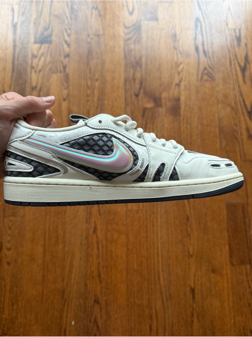 NEW- Nike Air Jordan Low-Top Sneaker with Iridescent Swoosh